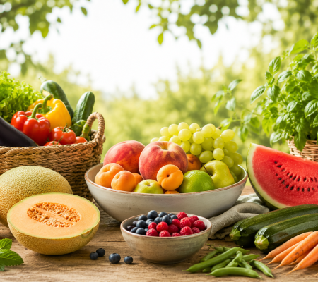 Verano. Frutas y verduras de temporada