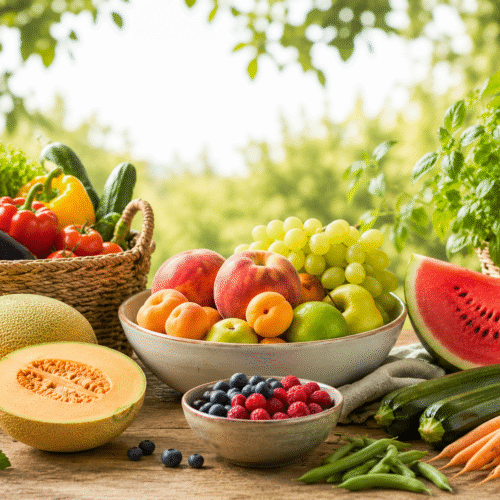 Verano. Frutas y verduras de temporada